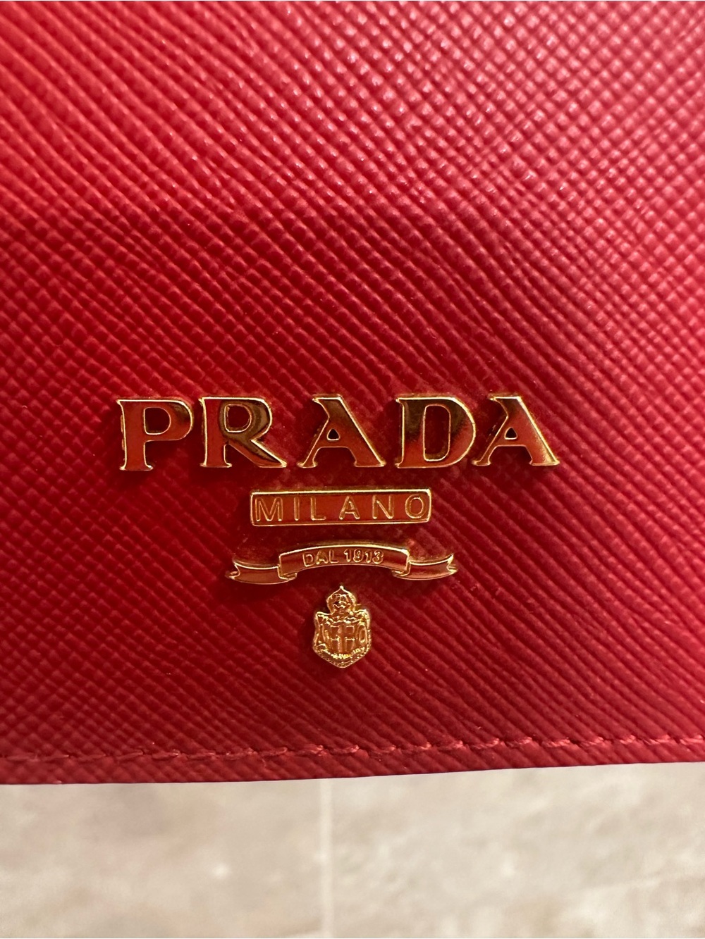 Prada Red Saffiano Zip Pouch with Gold Logo - Picture 5 of 5